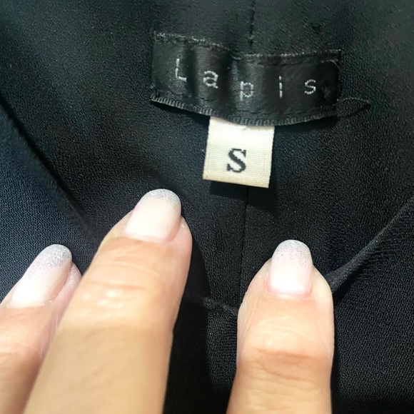 Lapis Y2K Midi Dress  Black V-Neck Flutter Sleeves Ruffle Hem SZ S EUC - Picture 3 of 12